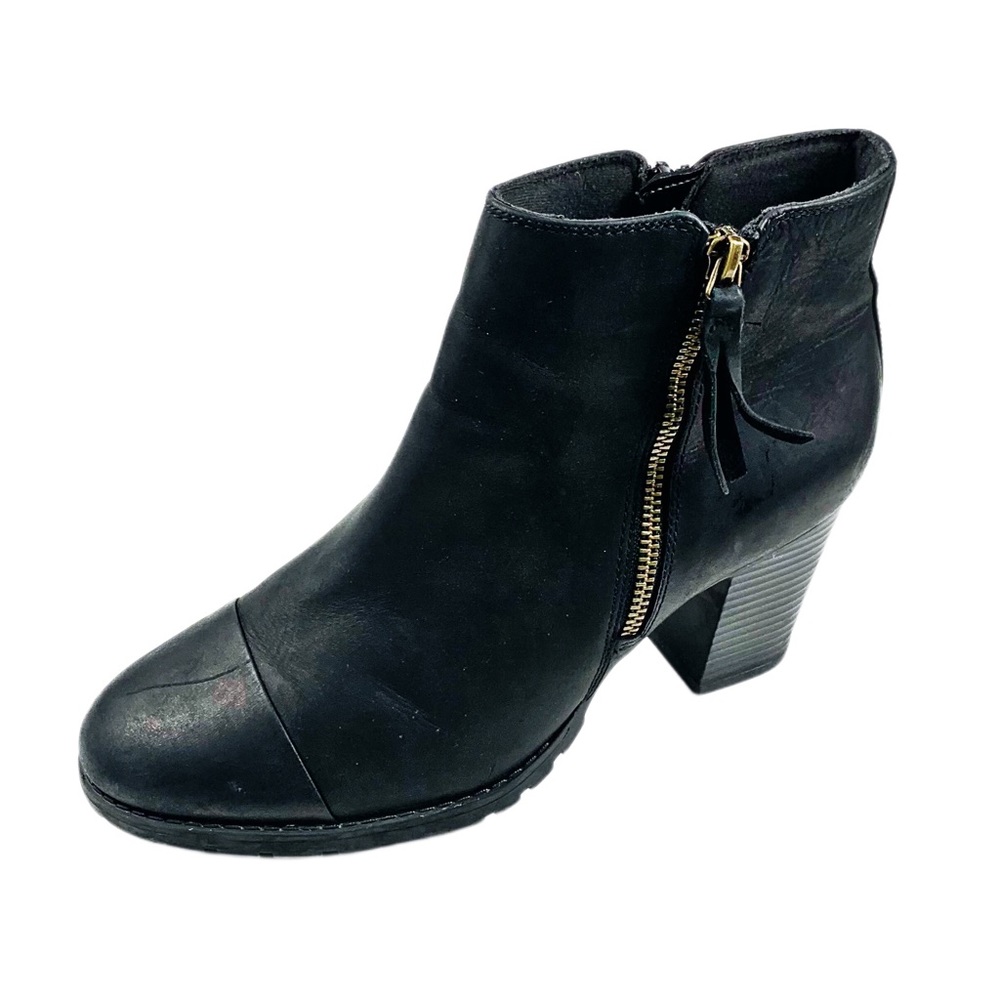 Clarks Womens Black Nubuck Leather Booties Size 8.5M